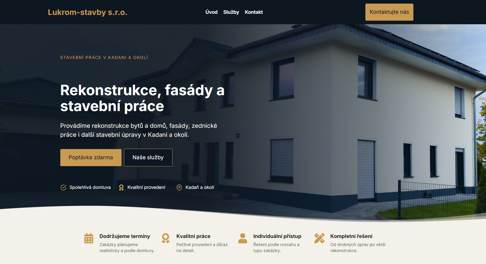 Web Lukrom-stavby – ukázka realizace Studio Romis
